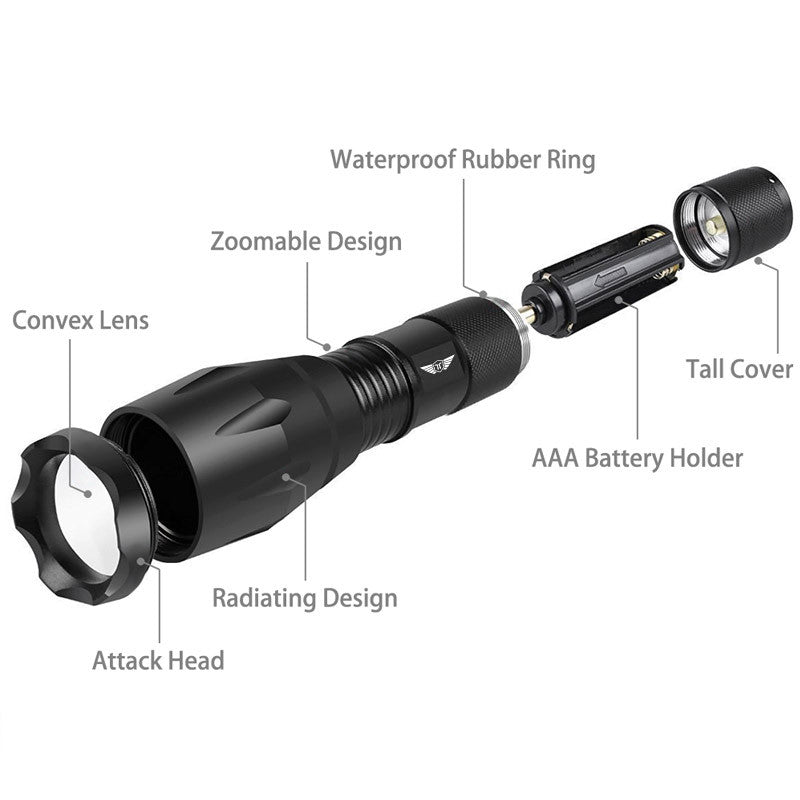 Stealth Angel Survival Rechargeable Tactical Flashlight Kit
