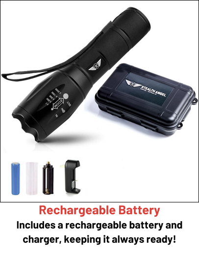 Stealth Angel Survival Rechargeable Tactical Flashlight Kit