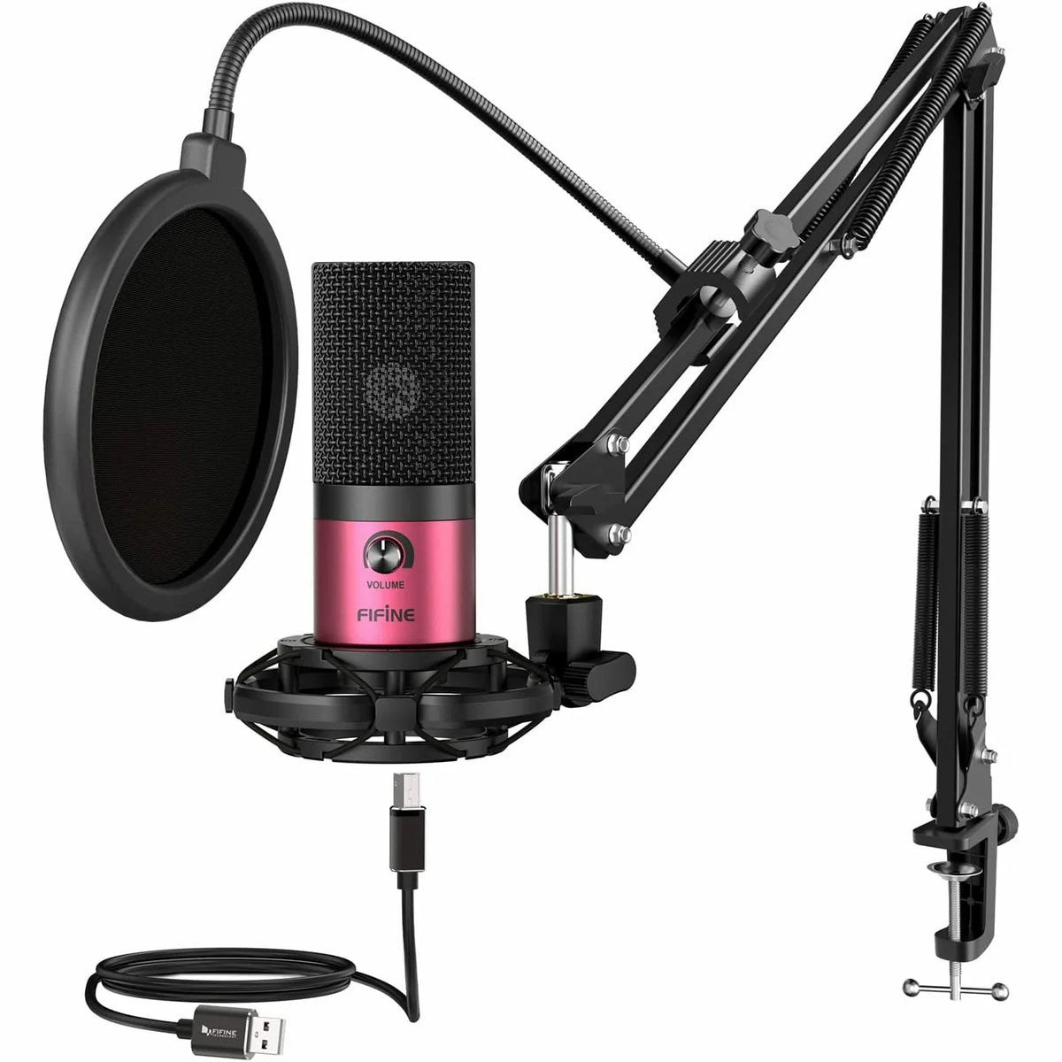 FIFINE USB Condenser Microphone Boom Kit