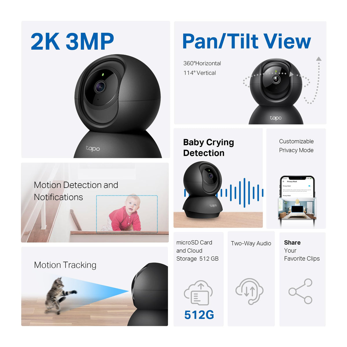 Tapo 2K Pan-Tilt Indoor Security Camera