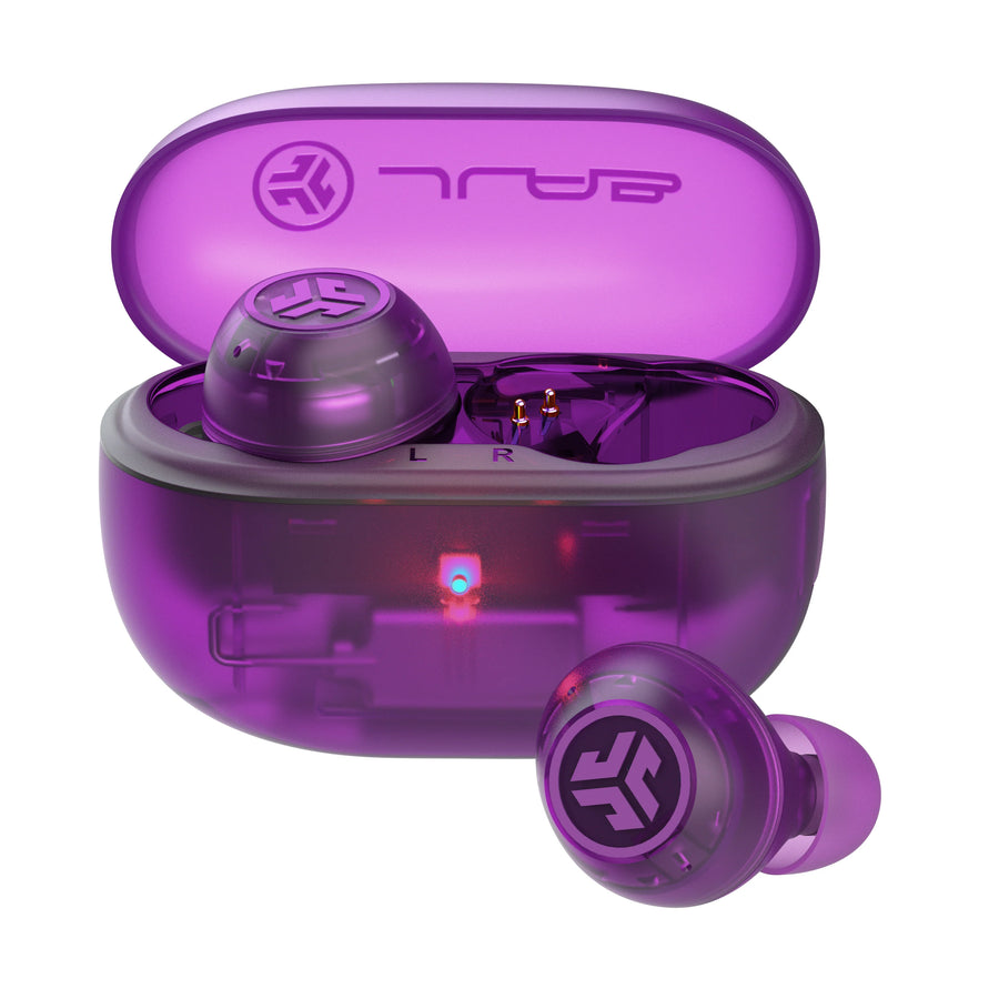 True Wireless ANC Earbuds in Transparent Purple with Bluetooth 5.4, Multipoint and USB-C Charging Case
