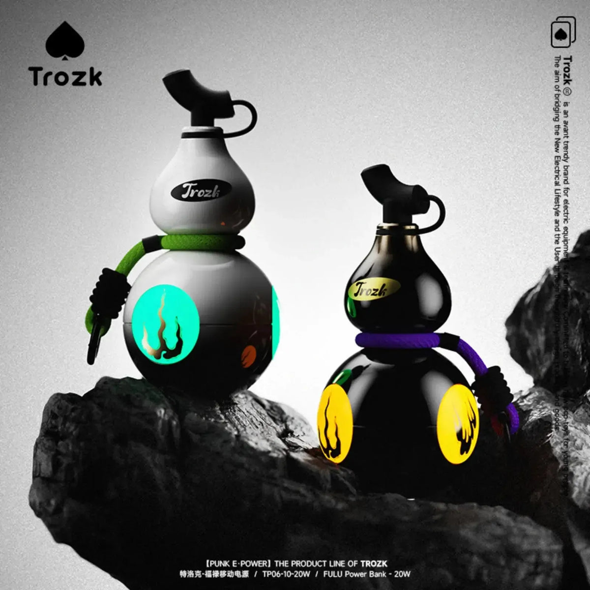 Trozk 10000mAh Retractable Cable Power Bank