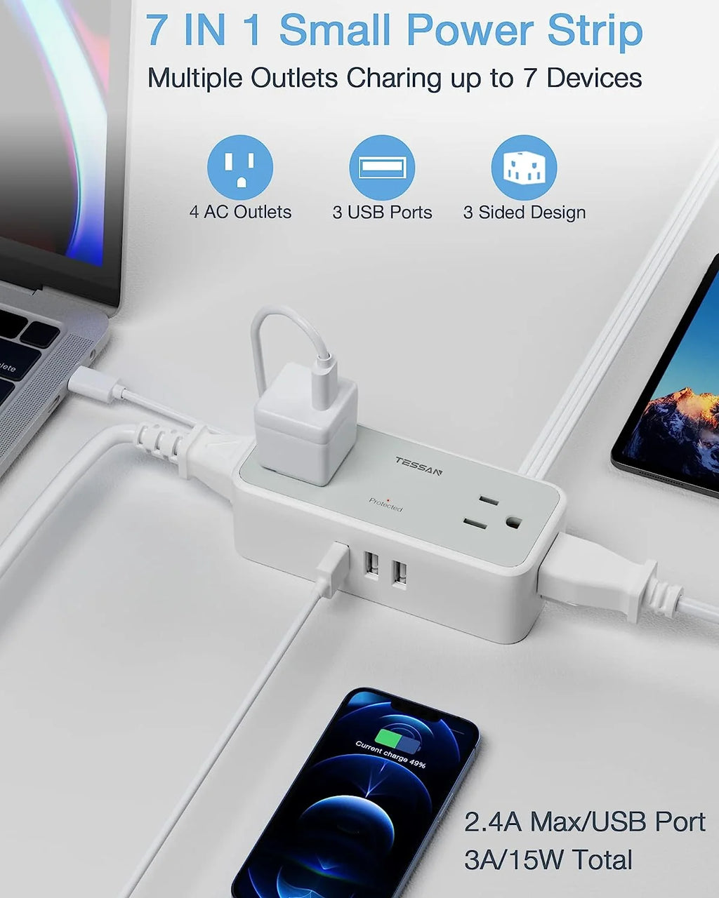 TESSAN USB Surge Protector Power Strip