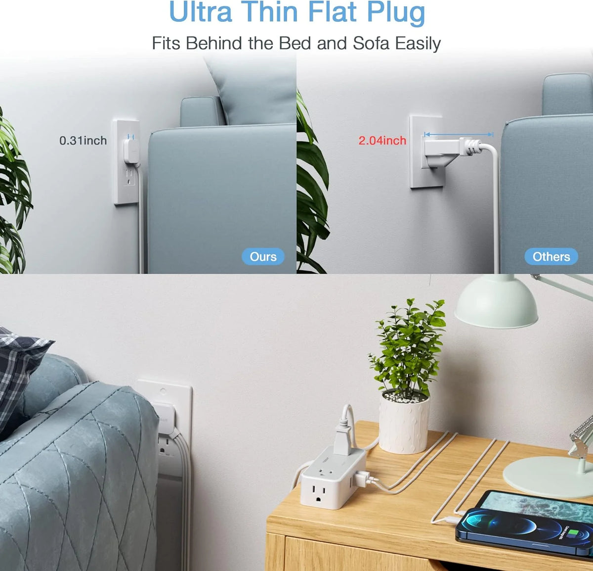 TESSAN USB Surge Protector Power Strip