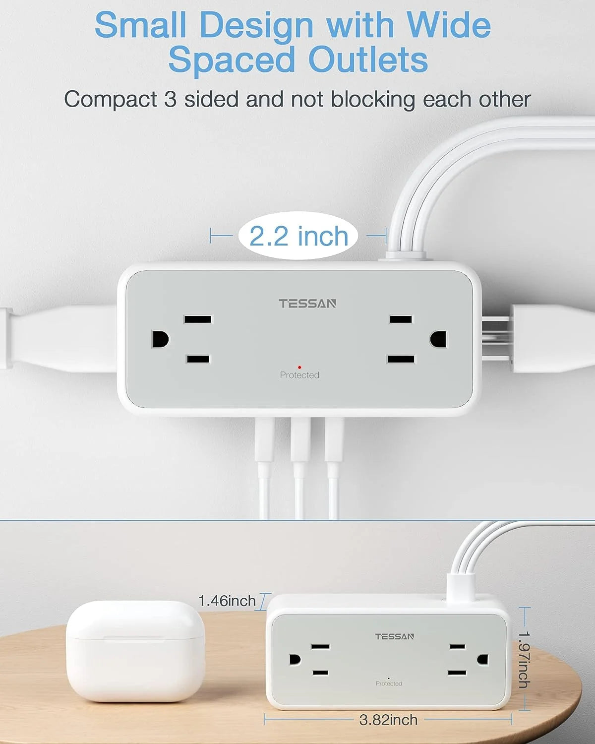 TESSAN USB Surge Protector Power Strip