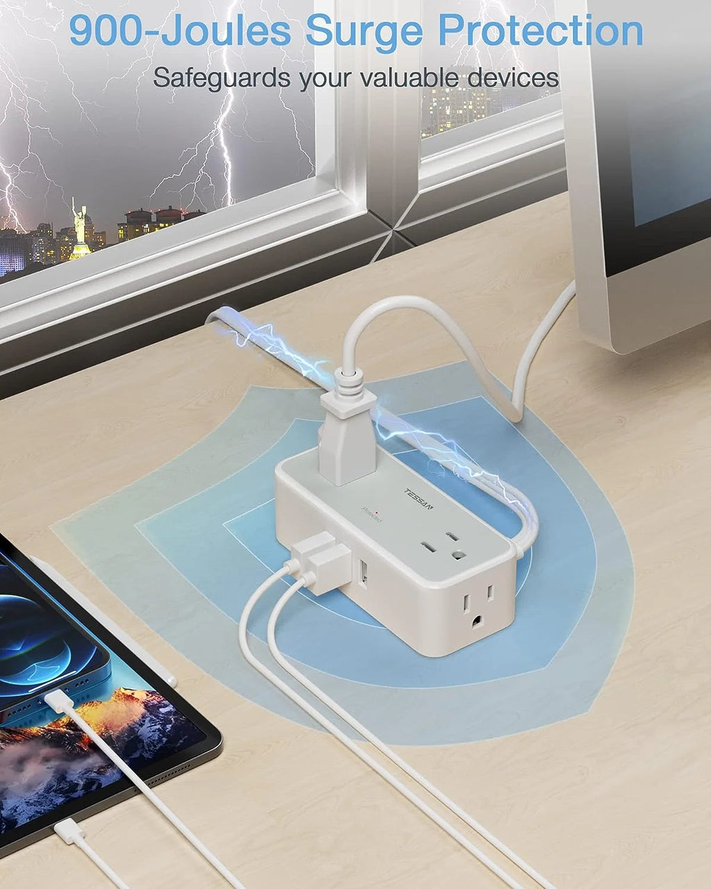 TESSAN USB Surge Protector Power Strip