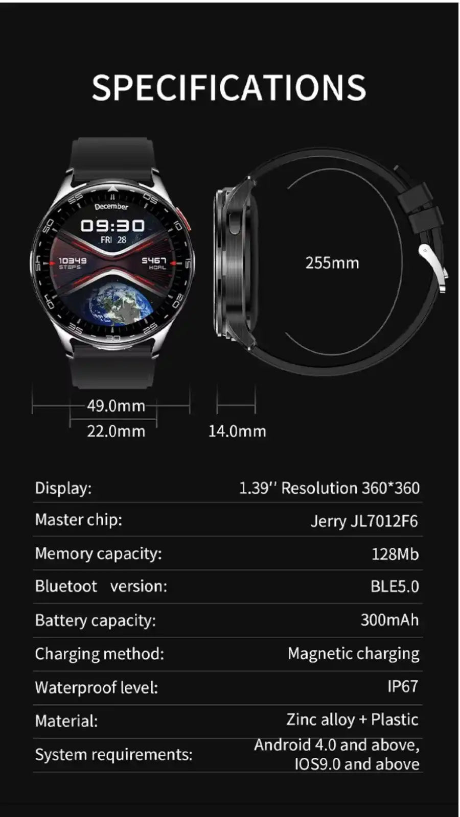 TUTT Smartwatch with Built-In TWS Earbuds