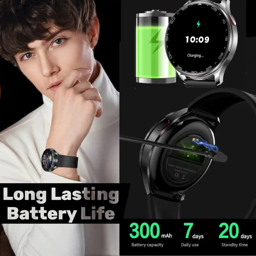 TUTT Smartwatch with Built-In TWS Earbuds