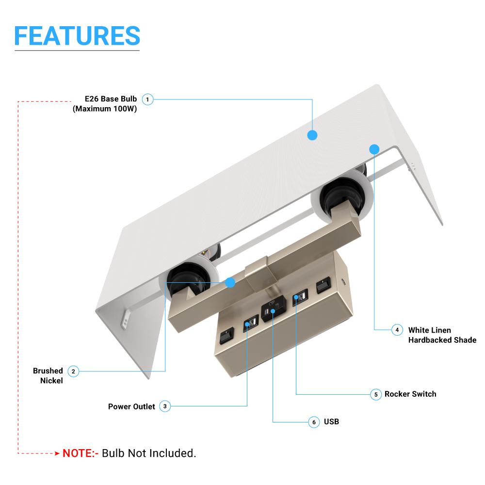 LEDMyplace Two-Light Wall Sconce with USB and Outlet