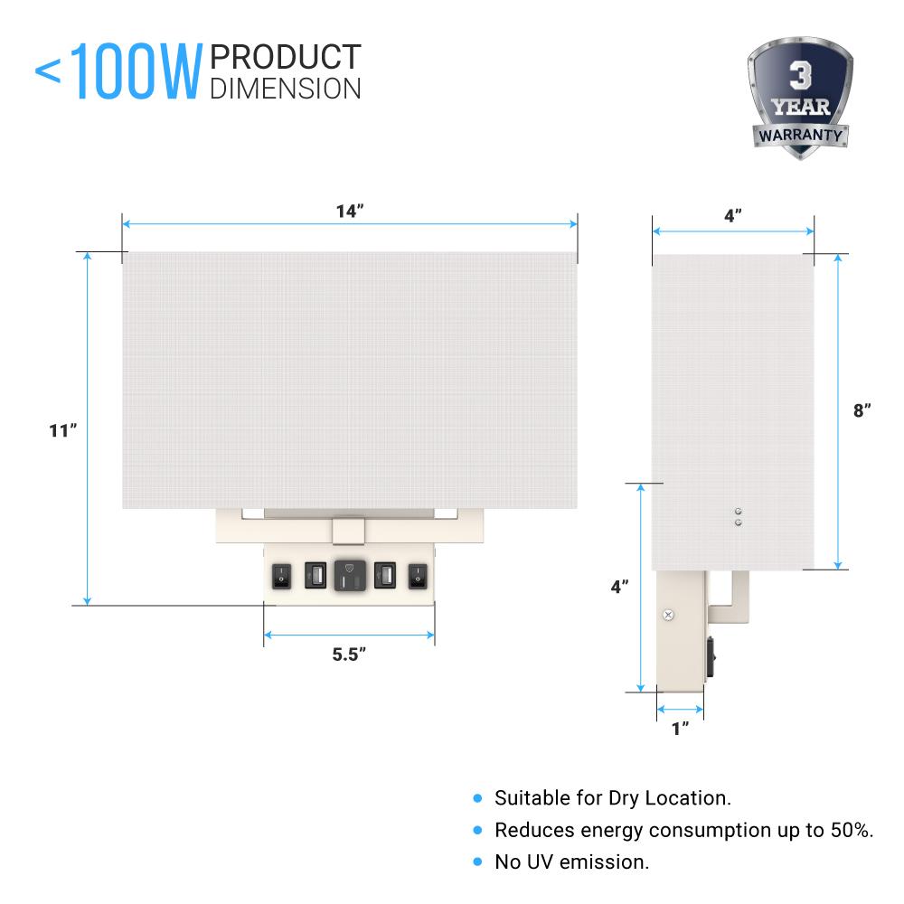 LEDMyplace Two-Light Wall Sconce with USB and Outlet