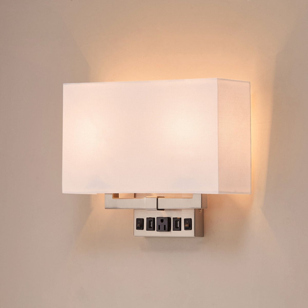 LEDMyplace Two-Light Wall Sconce with USB and Outlet