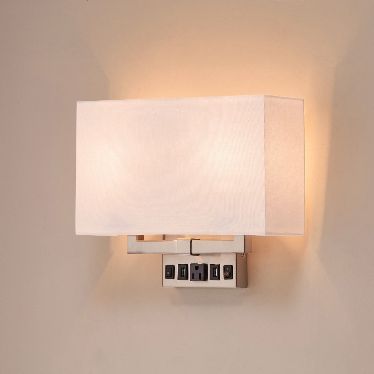LEDMyplace Two-Light Wall Sconce with USB and Outlet