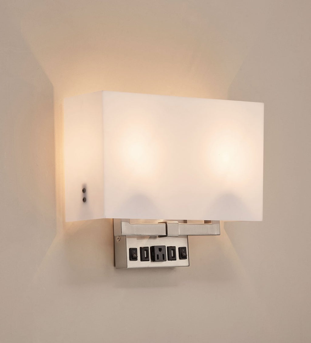 LEDMyplace Two-Light Wall Sconce with USB and Outlet