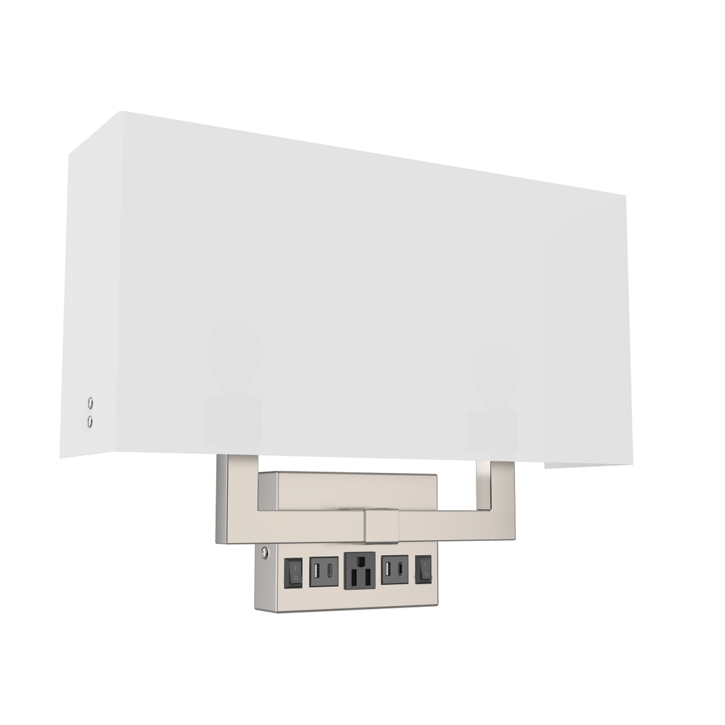 LEDMyplace Two-Light Wall Sconce with USB and Outlet
