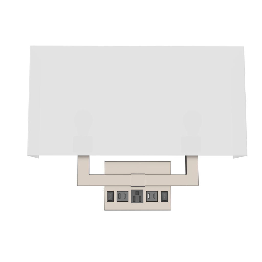 LEDMyplace Two-Light Wall Sconce with USB and Outlet