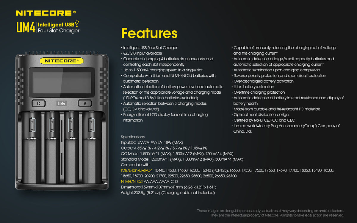 Nitecore Rechargeable Battery Charger