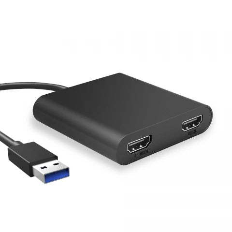 USB 3.0 Dual HDMI Display Adapter for a 4K 30Hz Screen and Second Monitor, with Windows and Mac Support