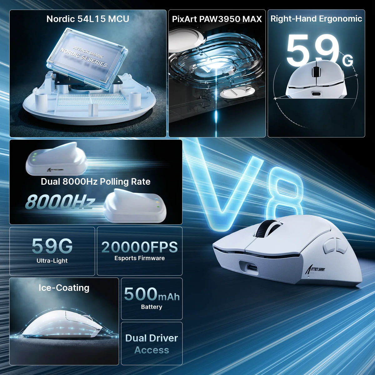 ATTACK SHARK Wireless Gaming Mouse