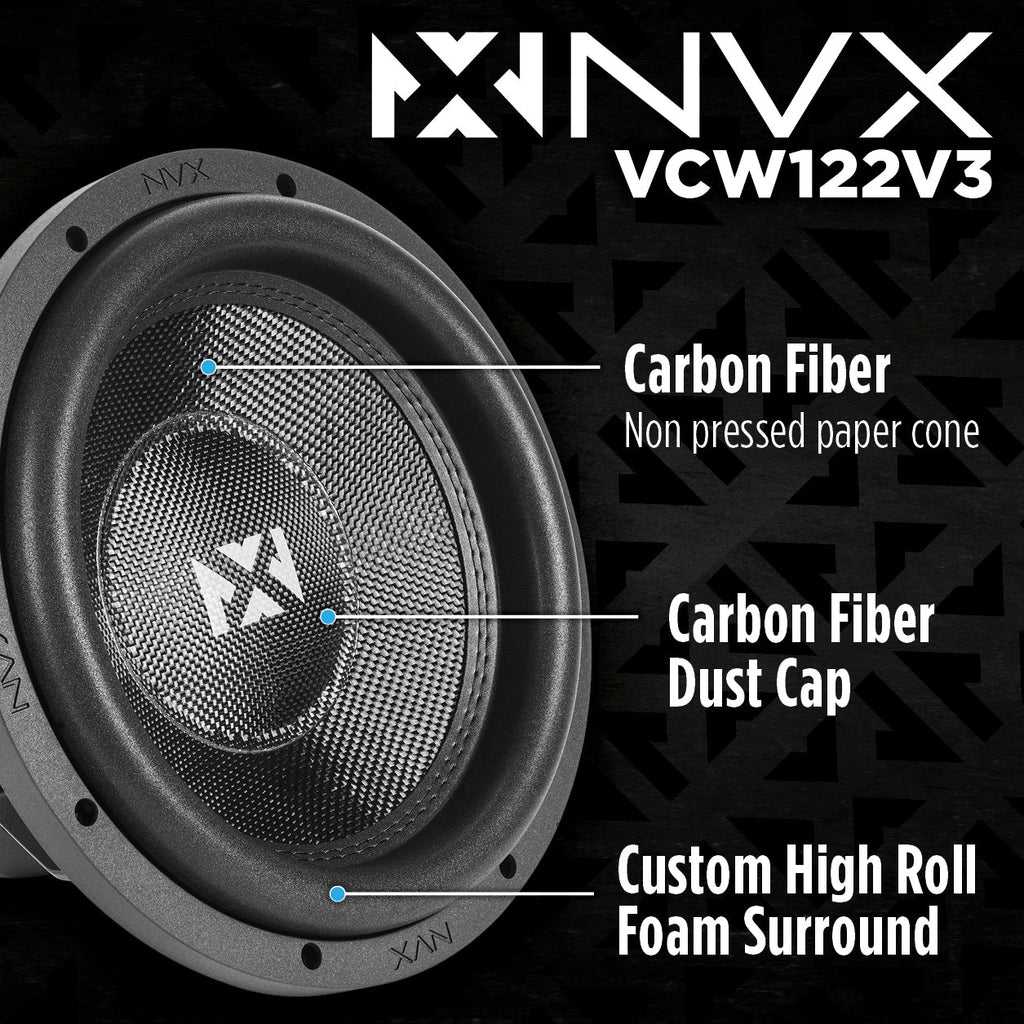 NVX 12-Inch Dual 2-Ohm Car Subwoofer
