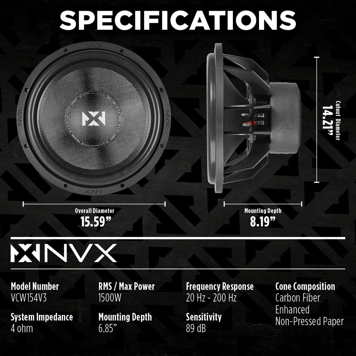 NVX 15-Inch Car Subwoofer