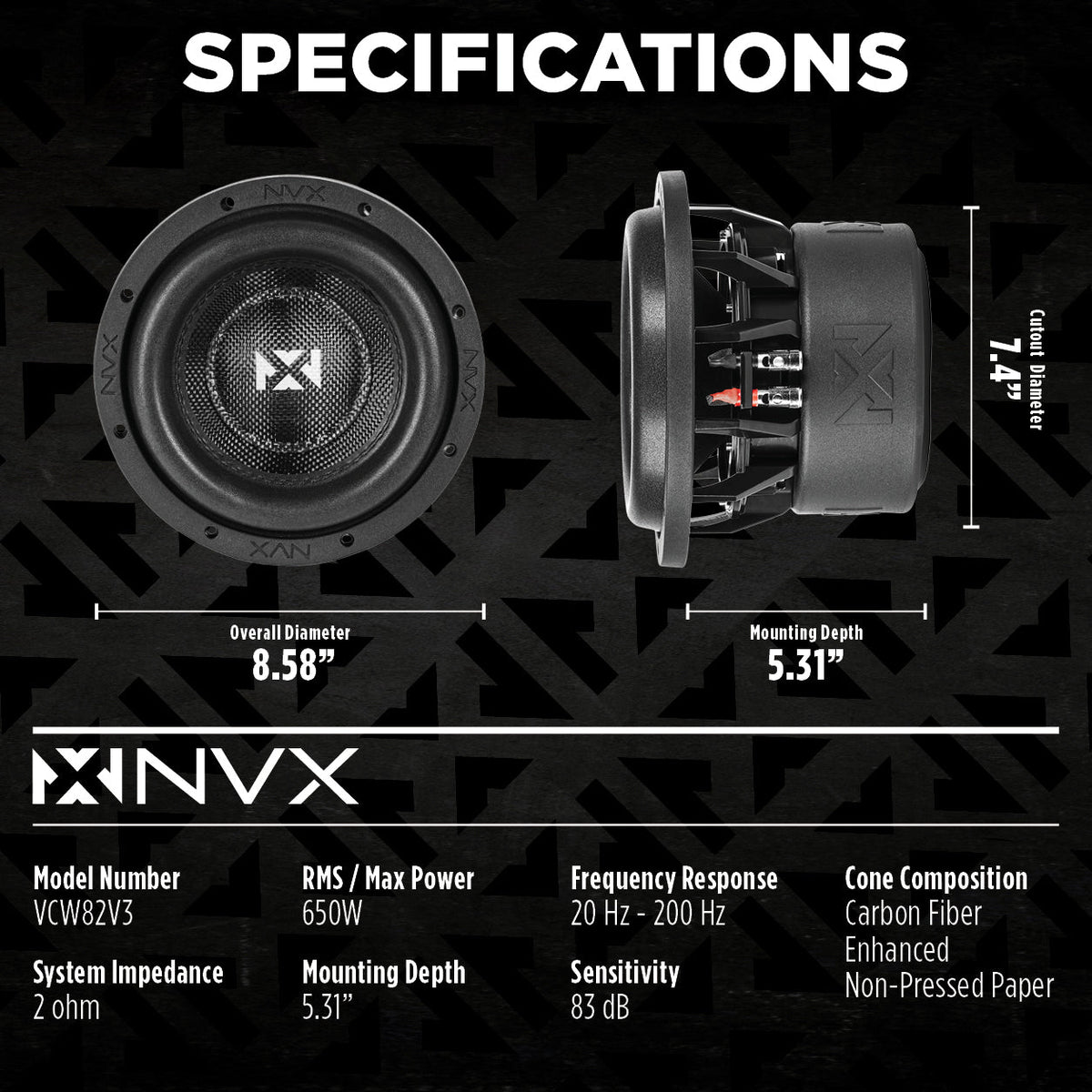 NVX 8-Inch Car Subwoofer