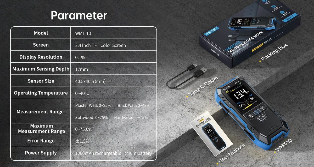 FNIRSI Pinless Moisture Meter