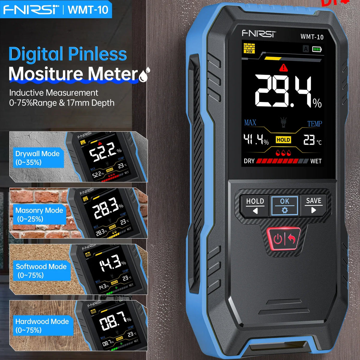 FNIRSI Pinless Moisture Meter
