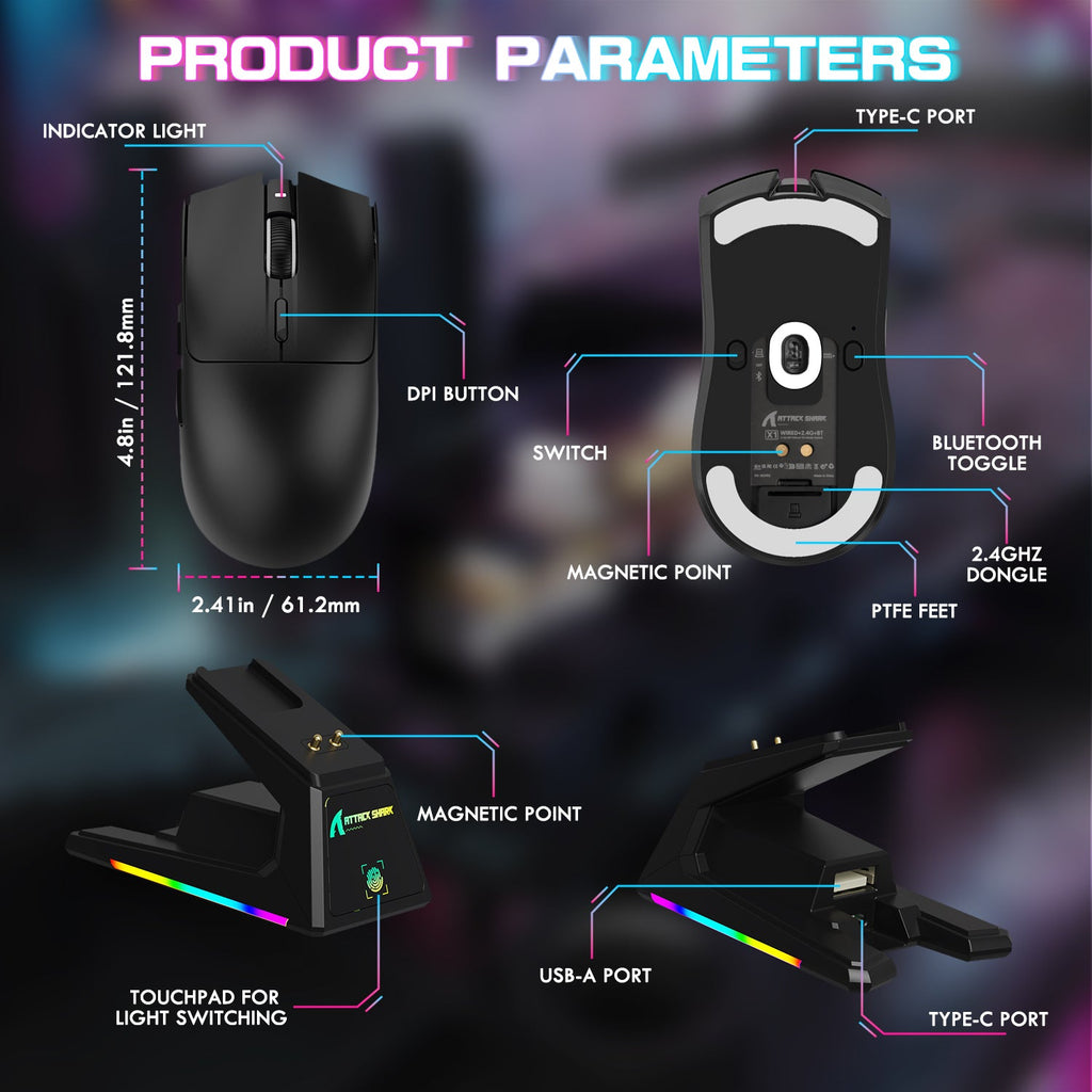 ATTACK SHARK Wireless Gaming Mouse