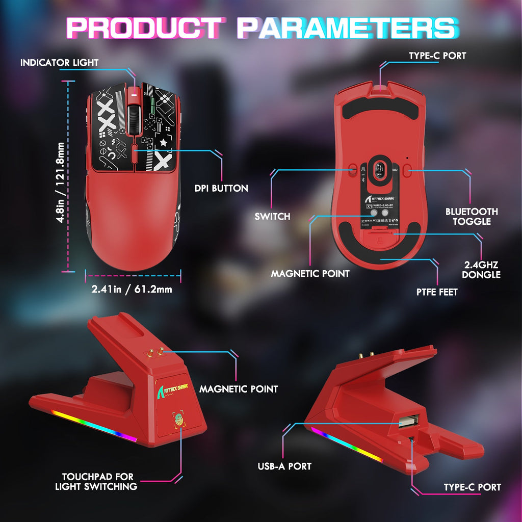 ATTACK SHARK Wireless Gaming Mouse