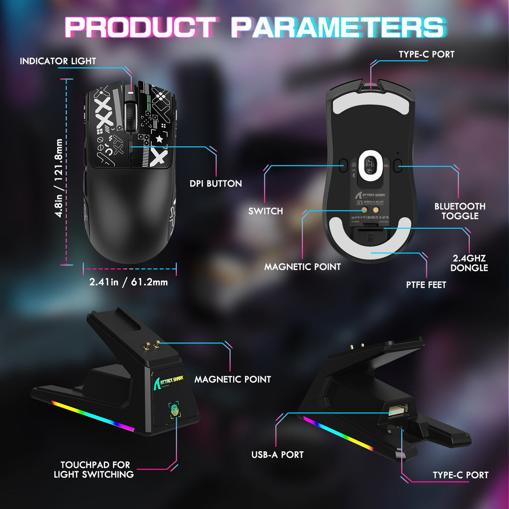ATTACK SHARK Wireless Gaming Mouse