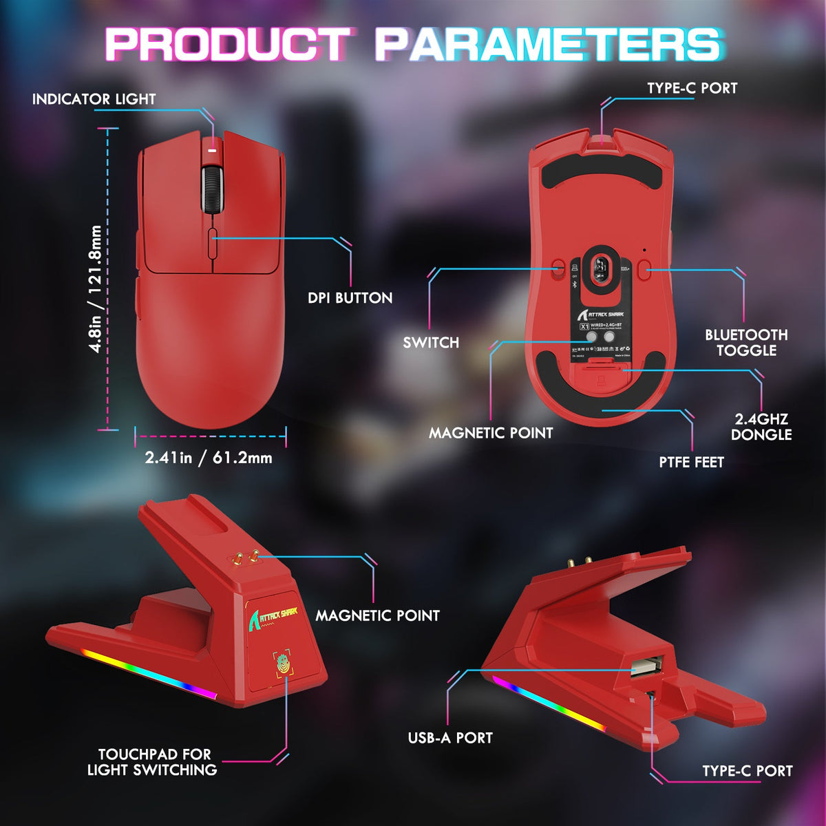 ATTACK SHARK Wireless Gaming Mouse