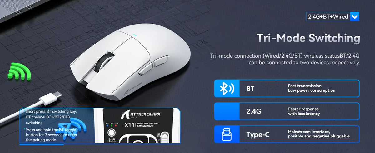 ATTACK SHARK Wireless Gaming Mouse