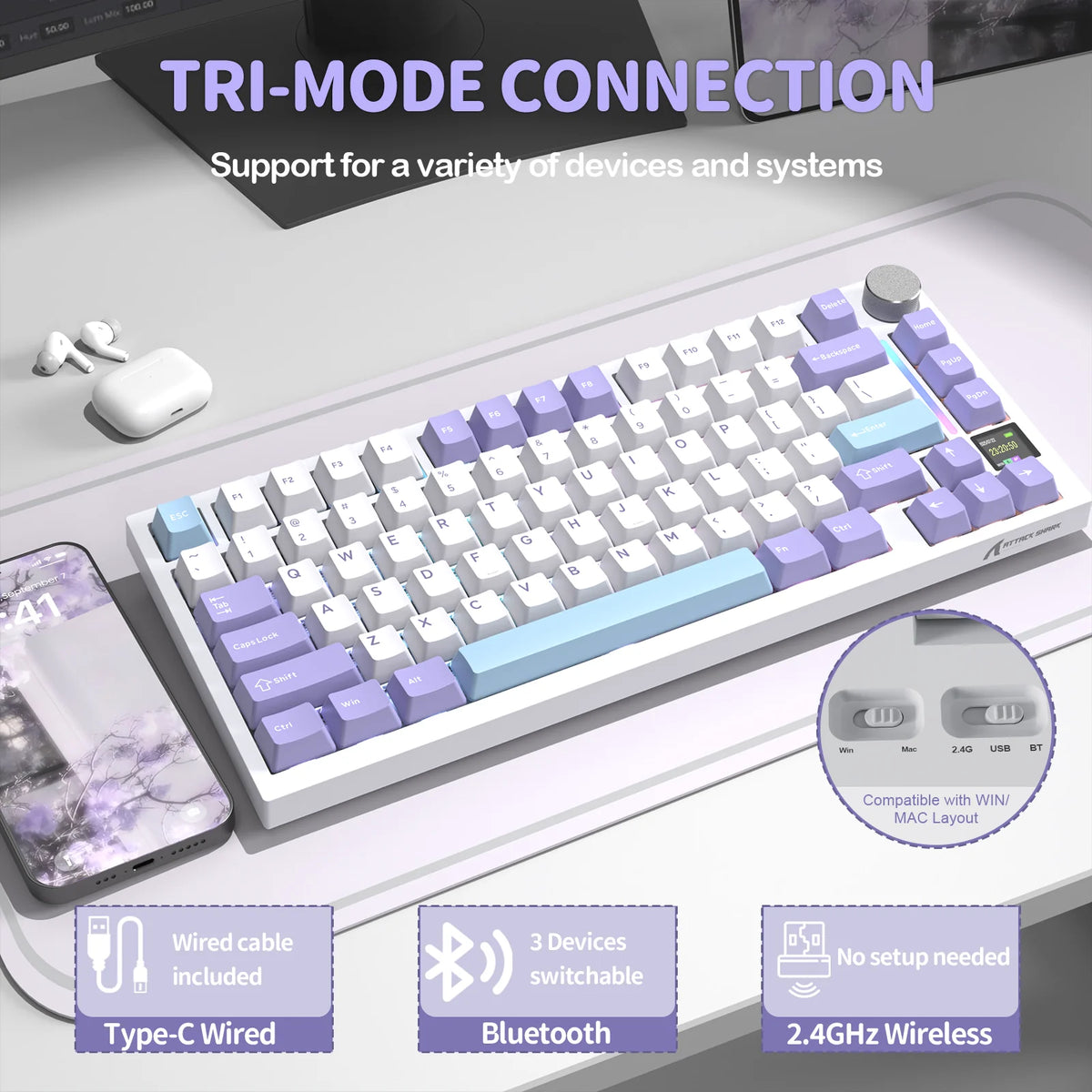 ATTACK SHARK Wireless Mechanical Keyboard