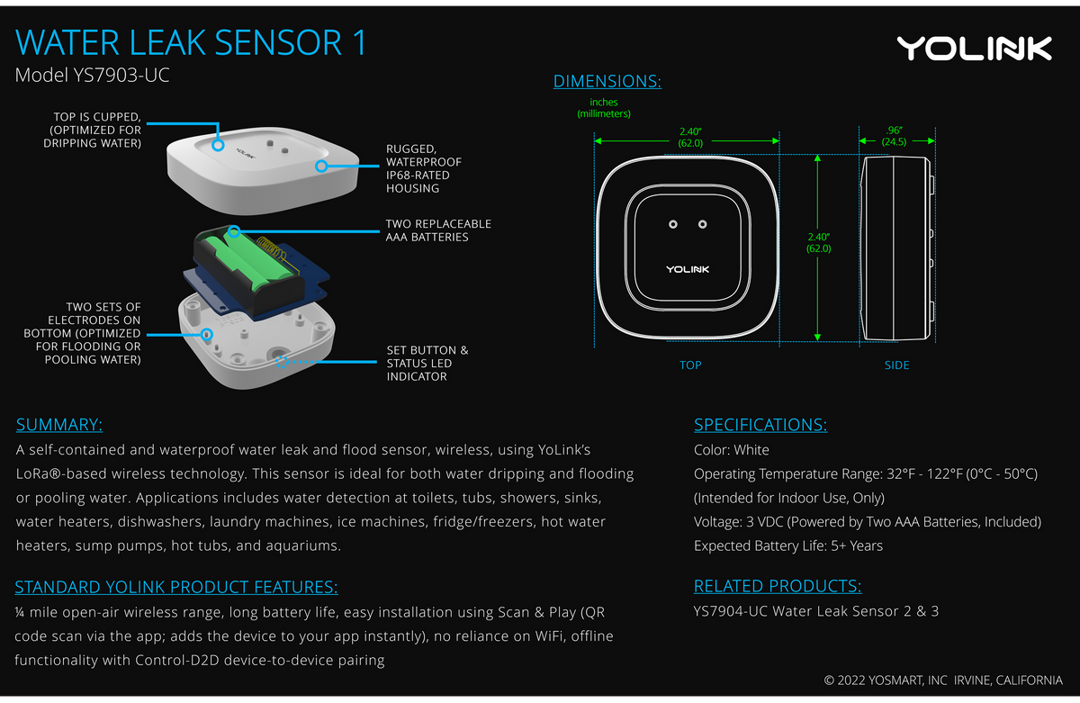 YoLink Wireless Water Leak Sensor